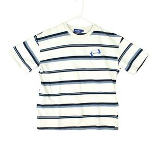 Ader Error Crew Neck T Shirt Mens L / A2 White Blue Striped Unique Logo Designer